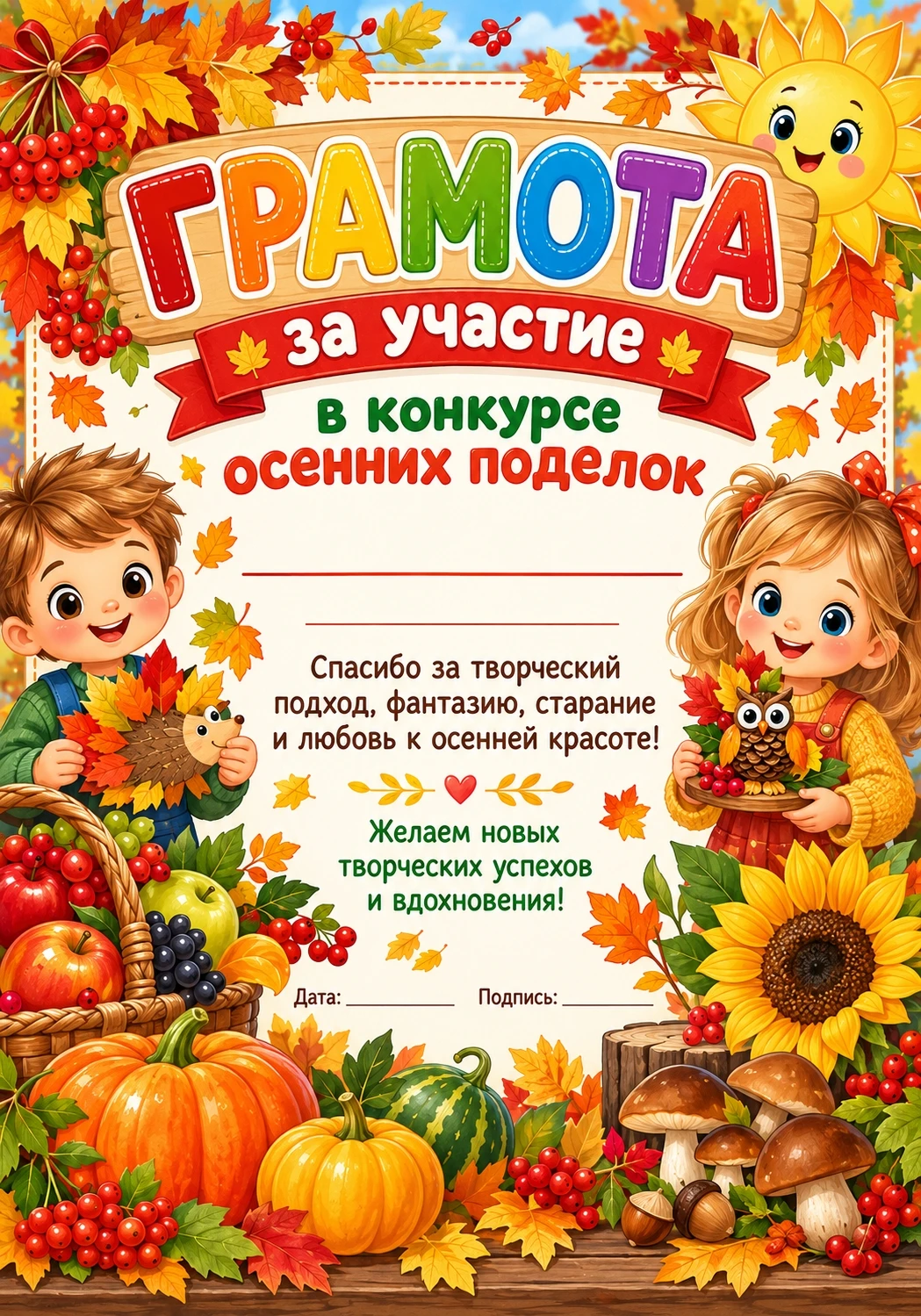 Грамота и дипломы 🍂