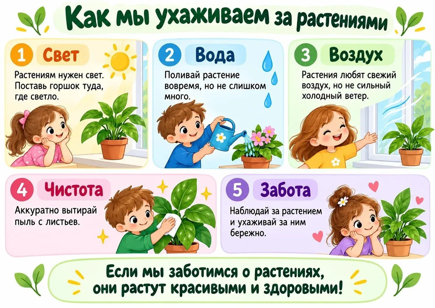 🌿 КАК МЫ УХАЖИВАЕМ ЗА РАСТЕНИЯМИ?