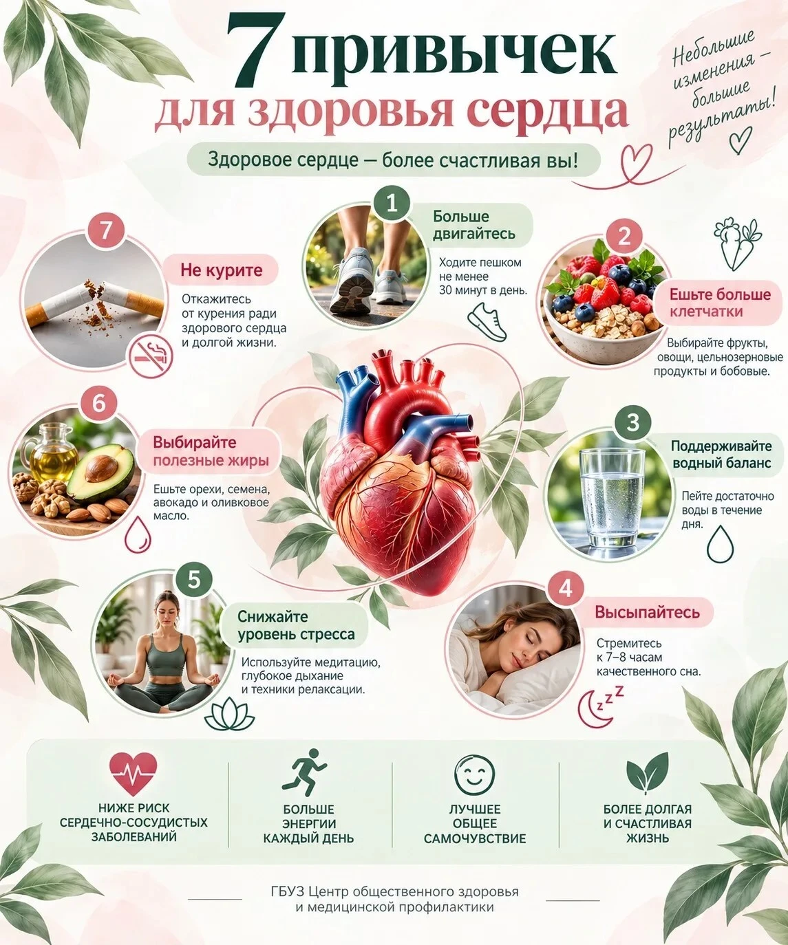 7️⃣ полезных привычек для здоровья сердца