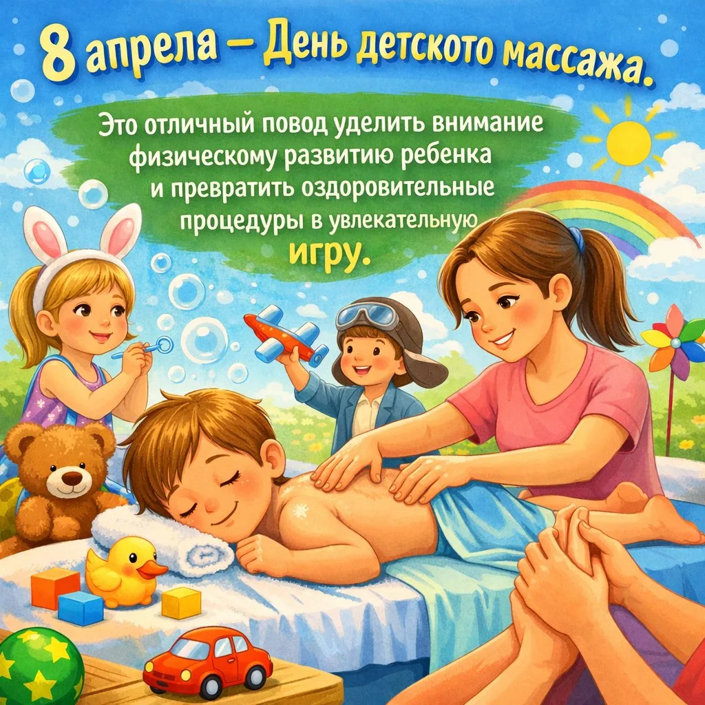👶 8 апреля — День детского массажа. Растем здоровыми и крепкими!
