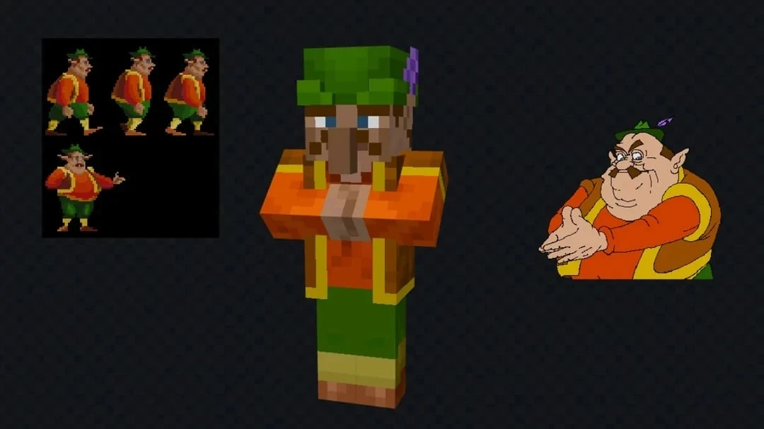 Чел изменил текстуры персонажа Villager, придав ему образ Моршу из игр Zelda для CDI.

🔥 - круто по