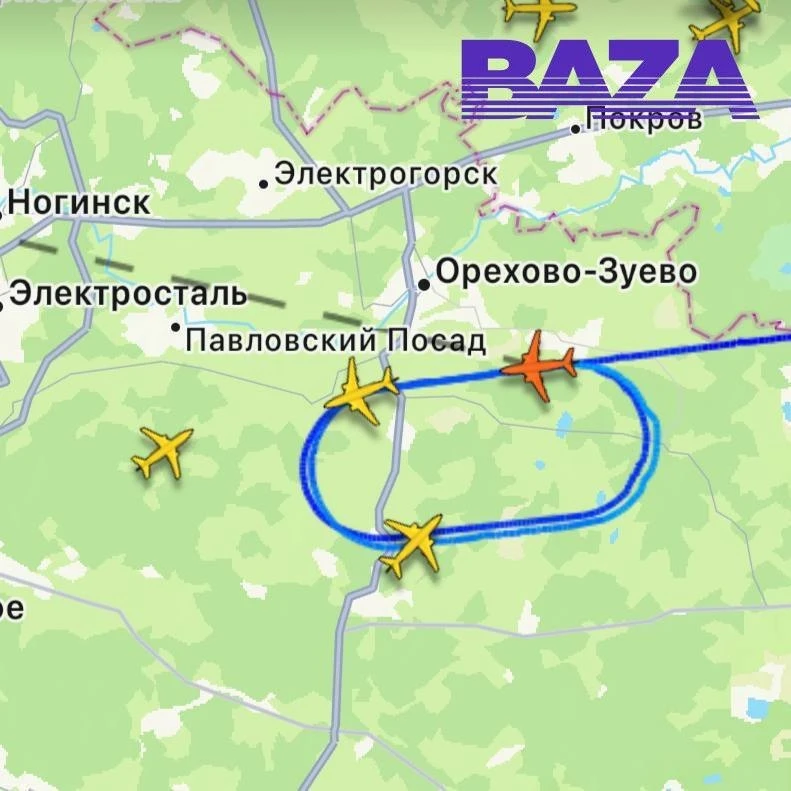 Три самолета кружат в небе над Московской областью — циклон «Бернадетт» не дает им сесть.