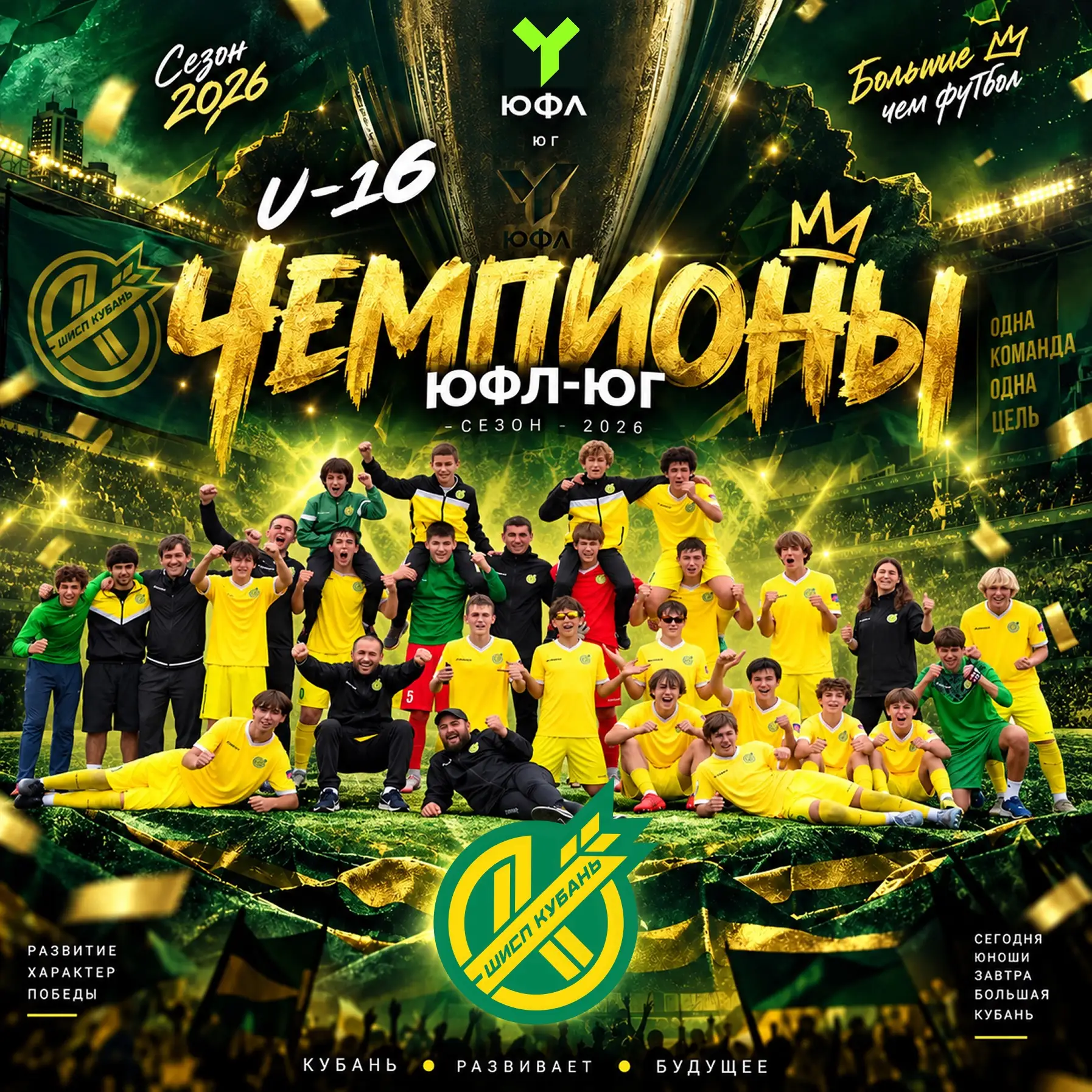 🏆 Футболисты ШИСП «Кубань» 2010 года рождения — чемпионы ЮФЛ Юг U-16!