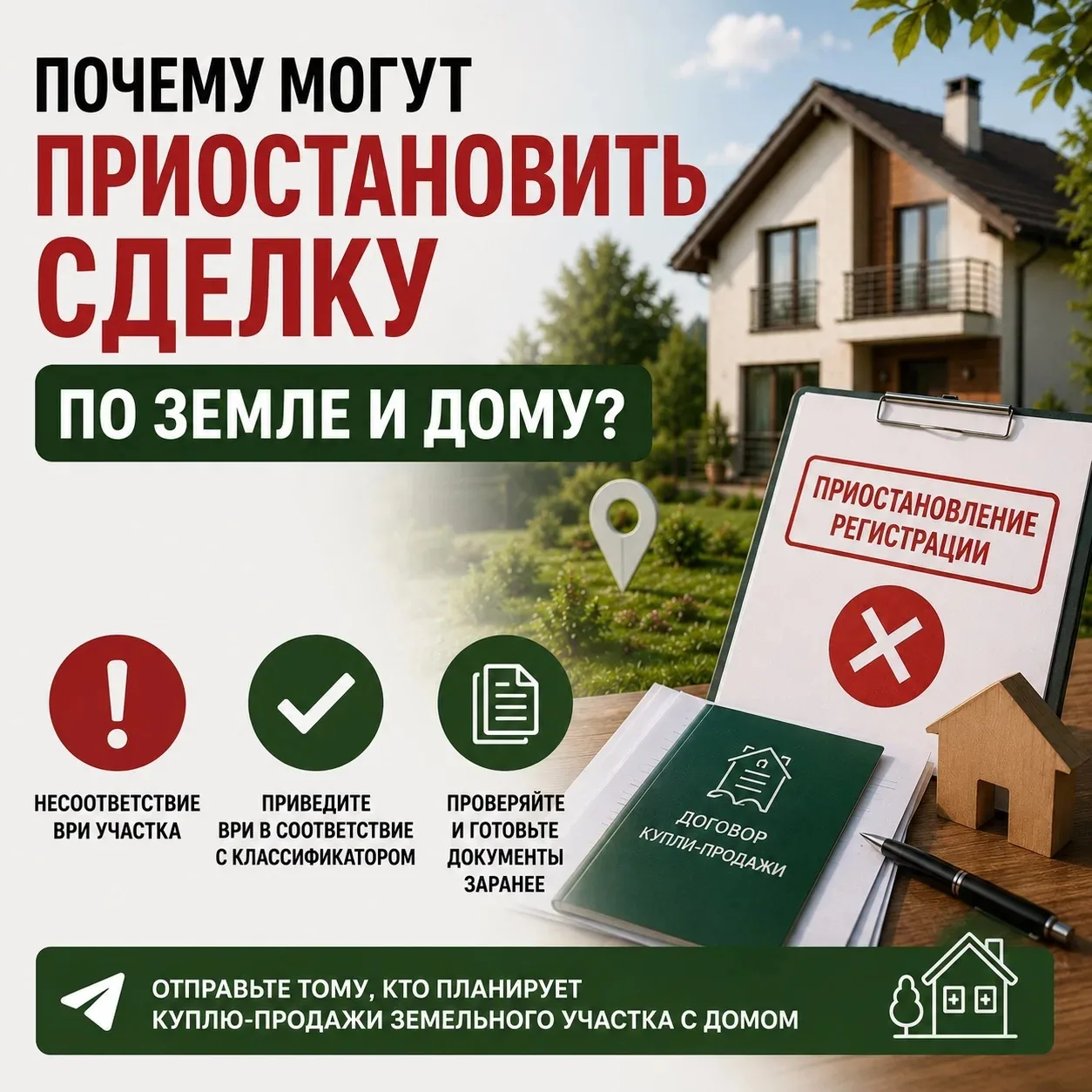 🛑 Недавно обратился клиент с приостановлением в регистрации права собственности на земельный участо