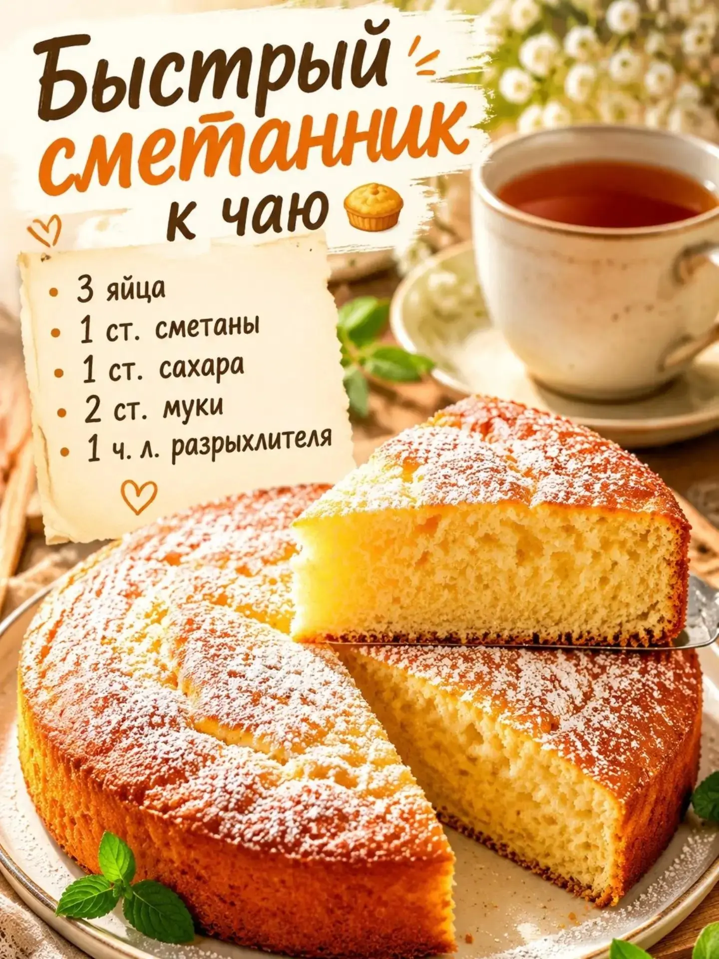 Быстрый сметанник к чаю!