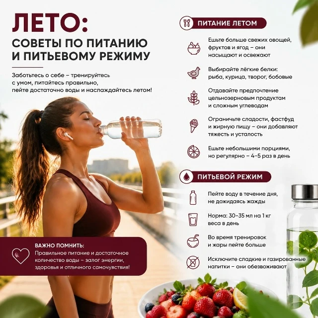 ☀️ ЛЕТО: СОВЕТЫ ПО ПИТАНИЮ И ПИТЬЕВОМУ РЕЖИМУ💧