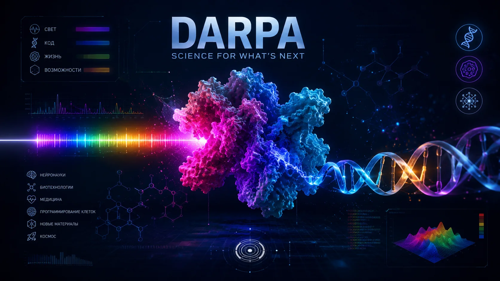 Луч света, переписывающий ДНК: программа DARPA, которая пугает даже учёных

Представьте: вы можете п