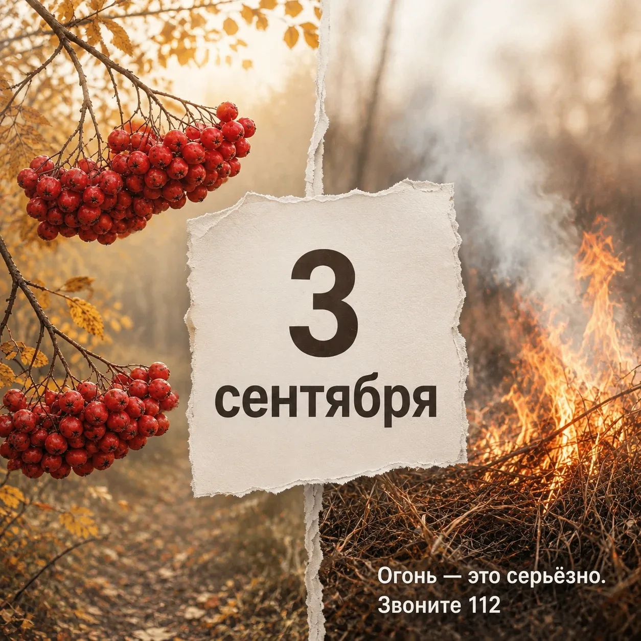 🗓 3 сентября: день, когда все поют про костры рябин… А мы напоминаем: огонь — это серь...