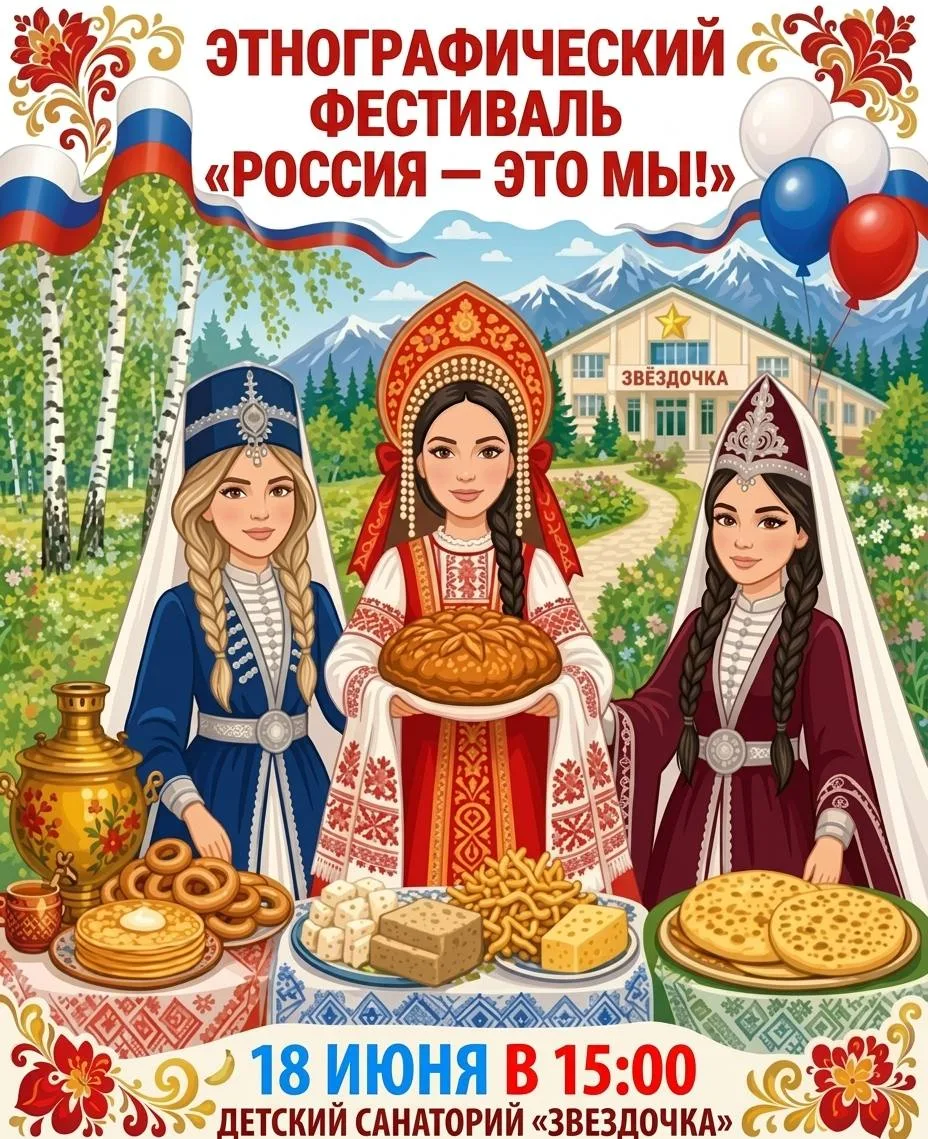Этнографический фестиваль "Россия-это мы!" в санатории Звездочка 🇷🇺🔥

18 июня в санатории «Звёздо