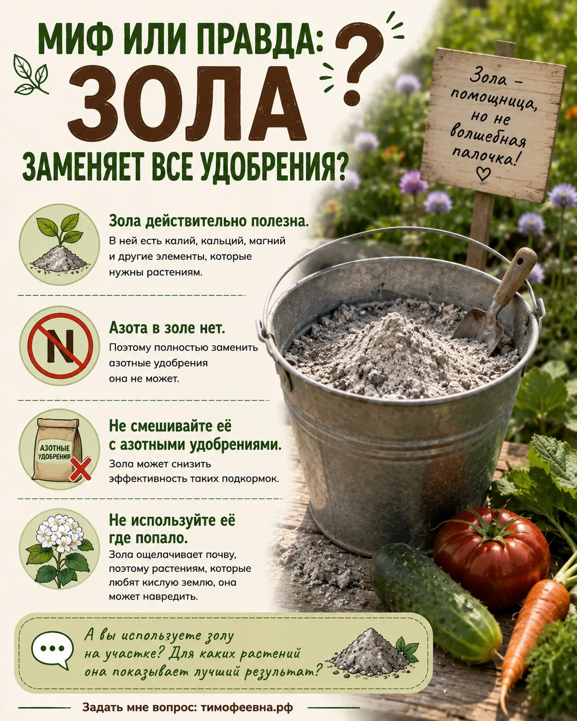 🤔 Миф или правда: зола заменяет все удобрения?