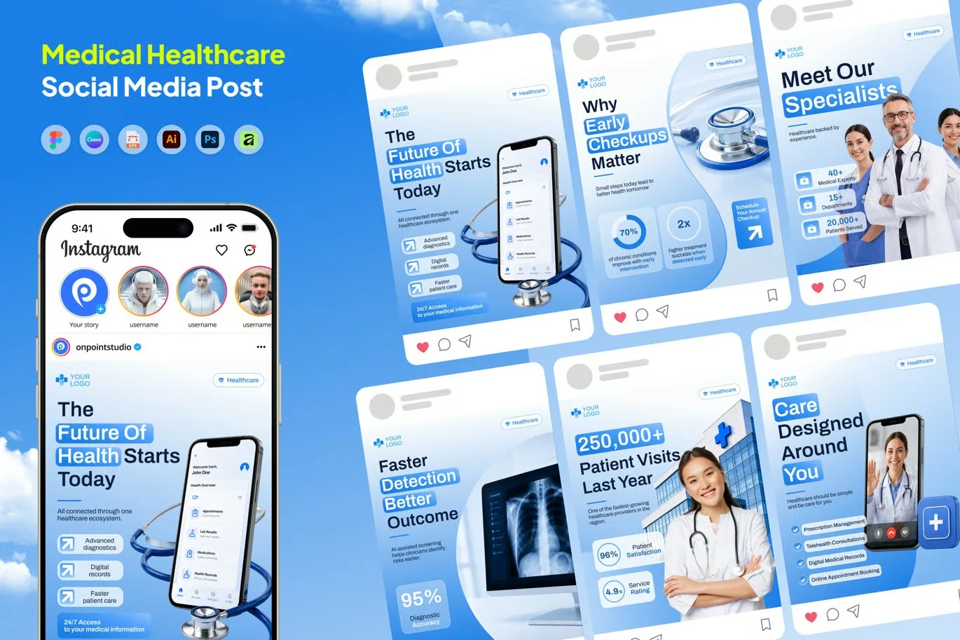 ✅ Medical Healthcare Social Media Instagram Carousel 

Набор шаблонов постов для рекламы стоматологи