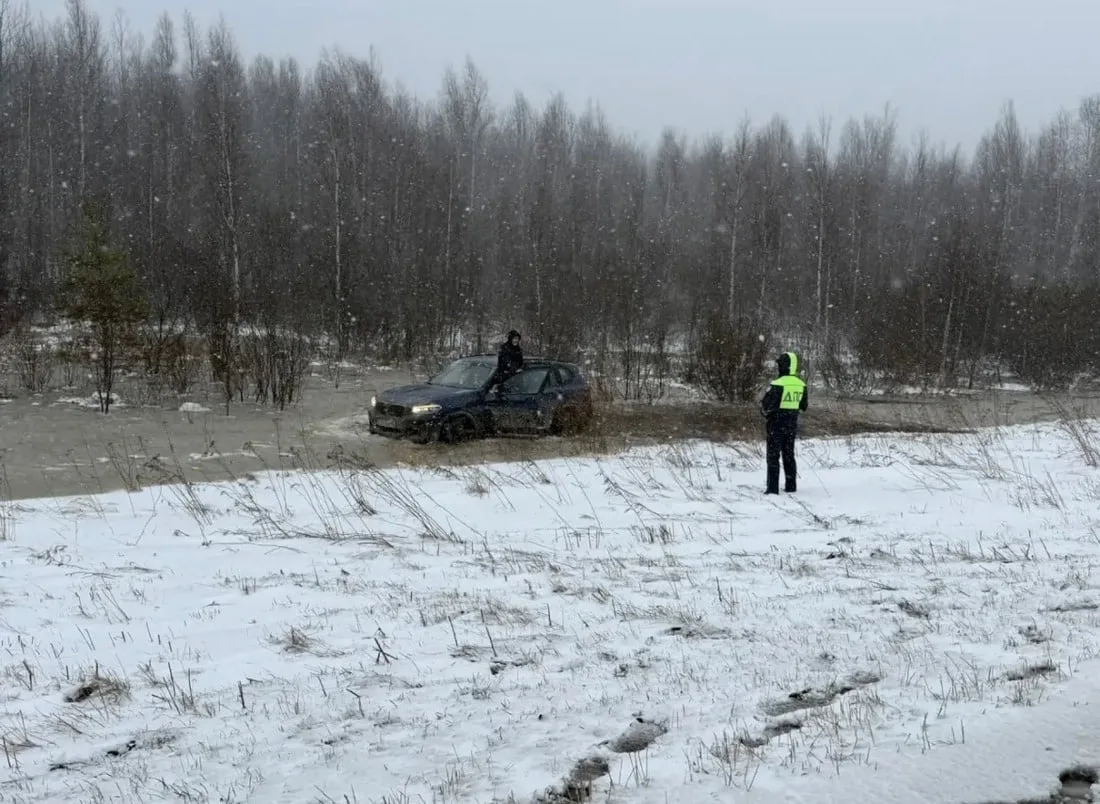 🚔 В Югре полицейские помогли водителю, съехавшему в кювет во время аномальной погоды  В Нефтеюганско