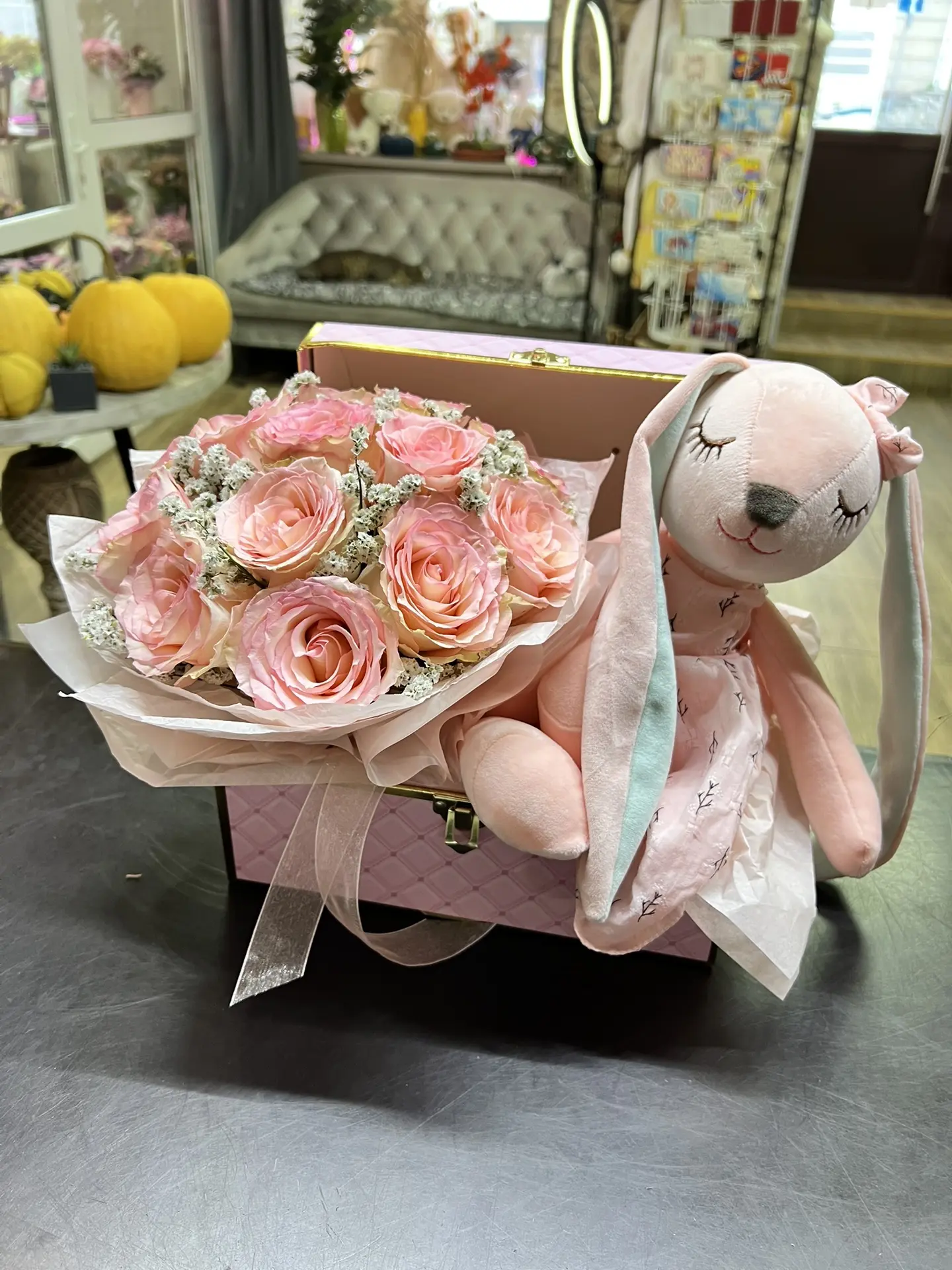 3600 р сундучок с розами и мягкой игрушкой 🌸