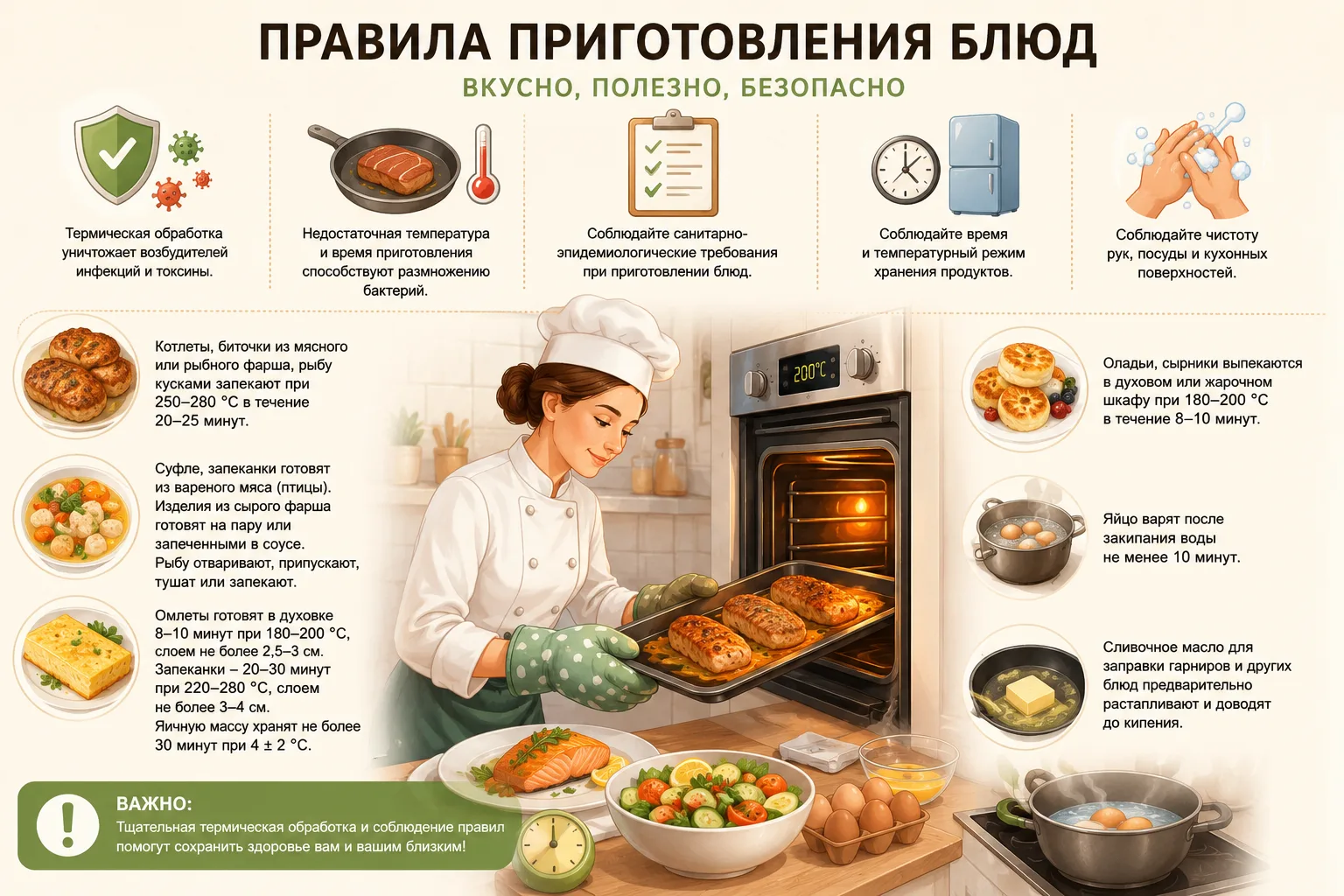 О каких правилах приготовления блюд стоит помнить.

Термическая обработка пищи при приготовлении обе