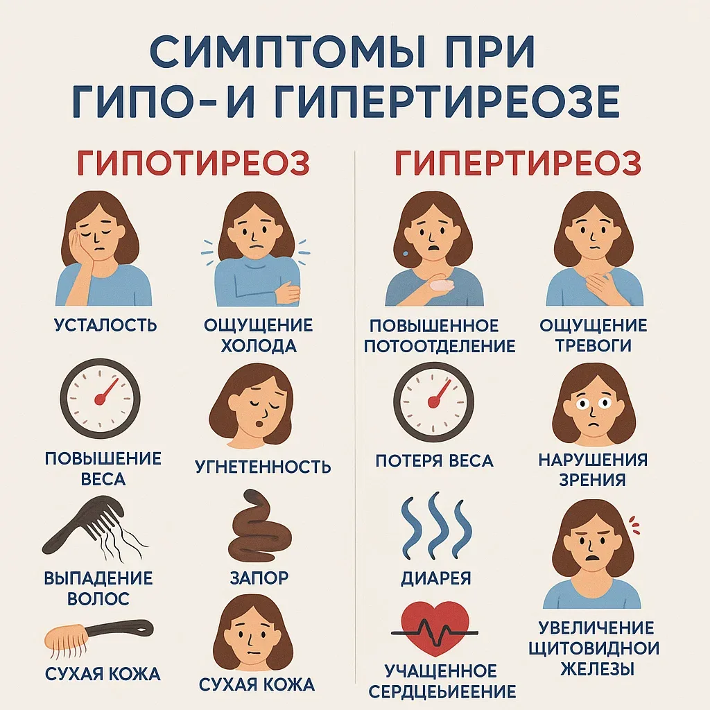 🦋 Гипотиреоз и гипертиреоз: в чём разница?