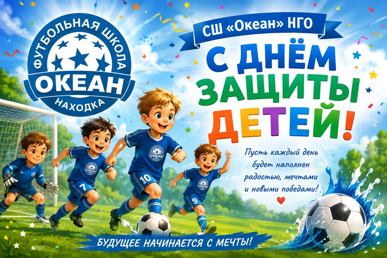 ⚽💙 С ДНЁМ ЗАЩИТЫ ДЕТЕЙ! 💙⚽
Сегодня особенный день — праздник детства, улыбок, мечтаний и счастливы