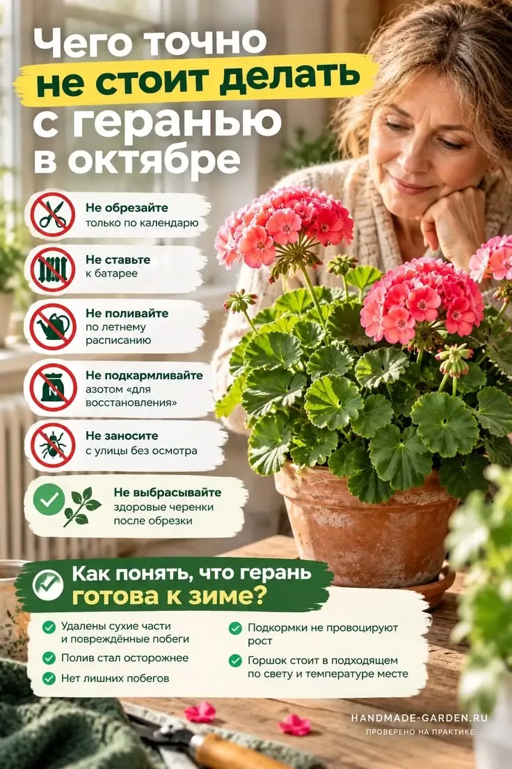 Чего точно не стоит делать с геранью в октябре