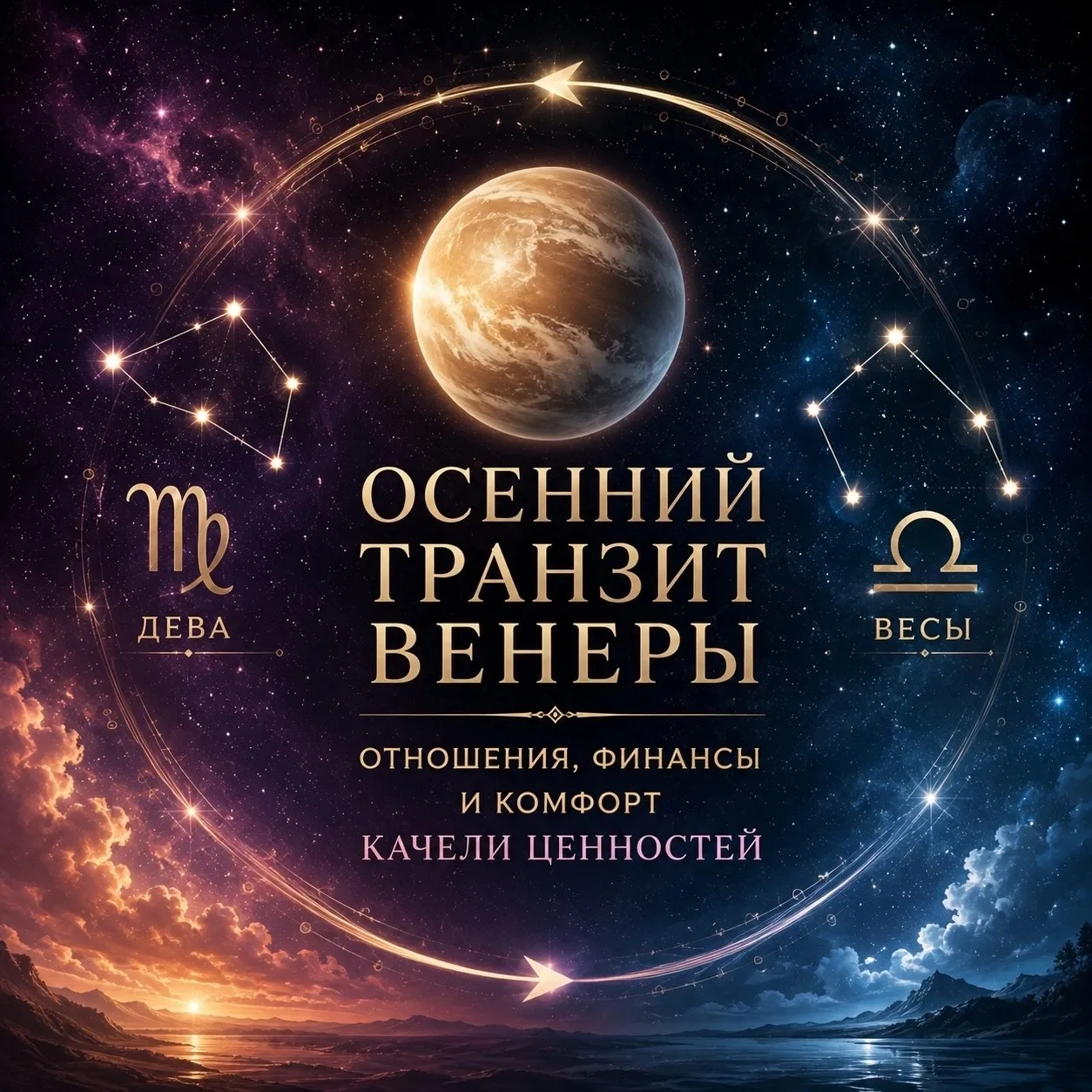 🍂 ОСЕННИЙ ТРАНЗИТ ВЕНЕРЫ: ОТНОШЕНИЯ, ФИНАНСЫ И КОМФОРТ — КАЧЕЛИ ЦЕННОСТЕЙ