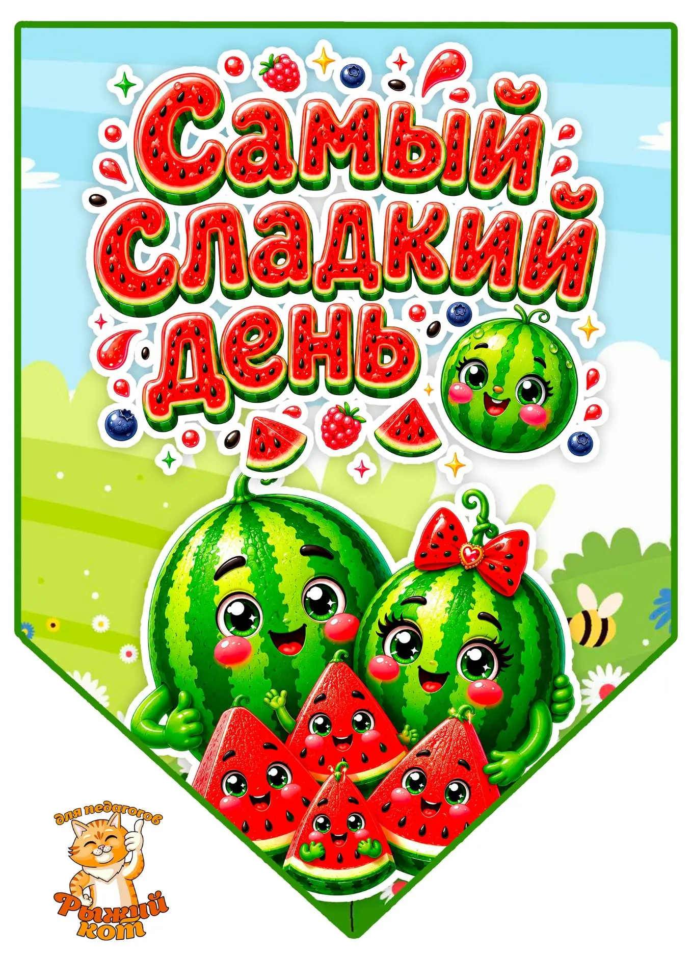😍БЕСПЛАТНО😍 Флажки для оформления ко Дню арбуза. Сохраняйте полезный материал и спасибо за Вашу бл