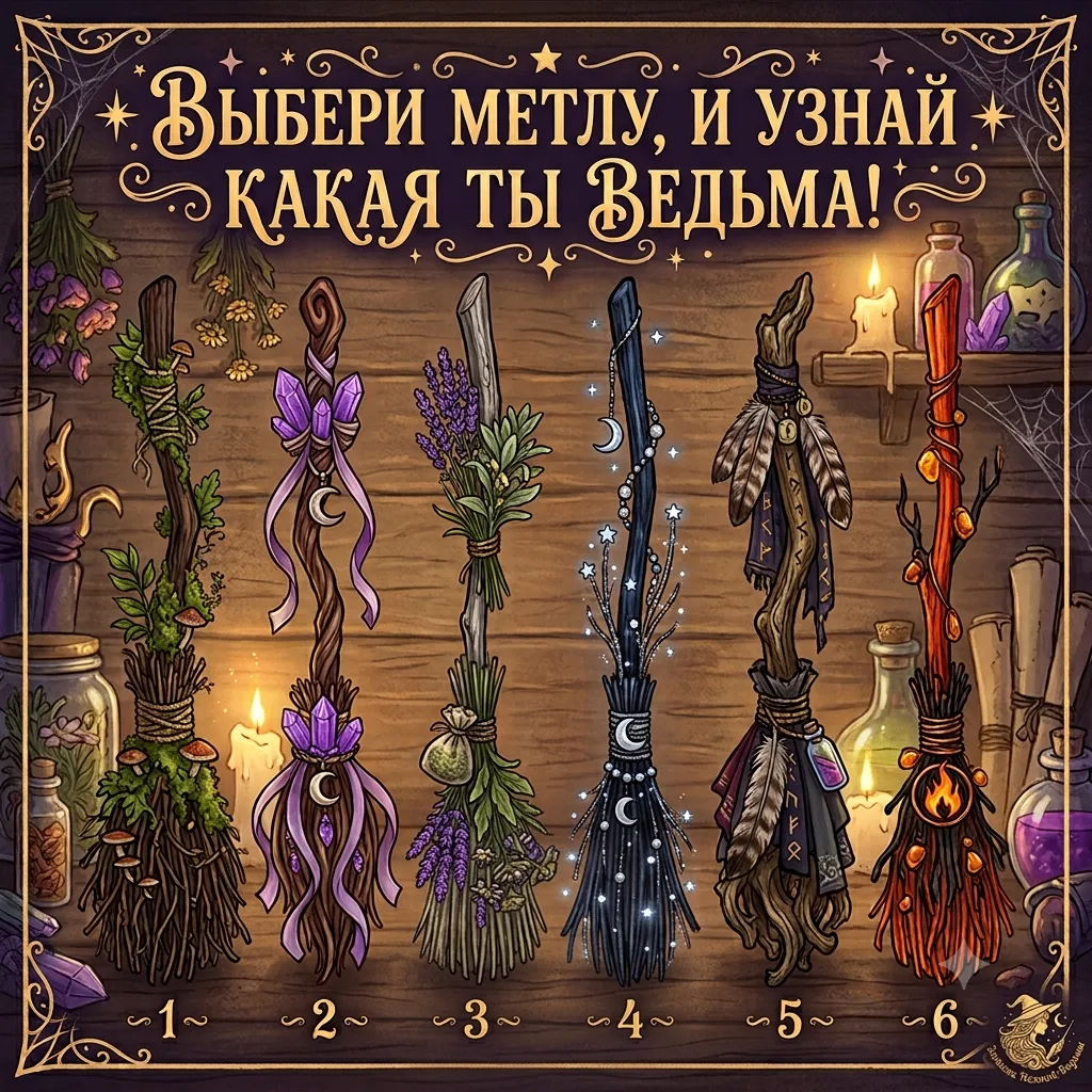 Выбери метлу, и узнай, какая ты Ведьма! 🧹✨