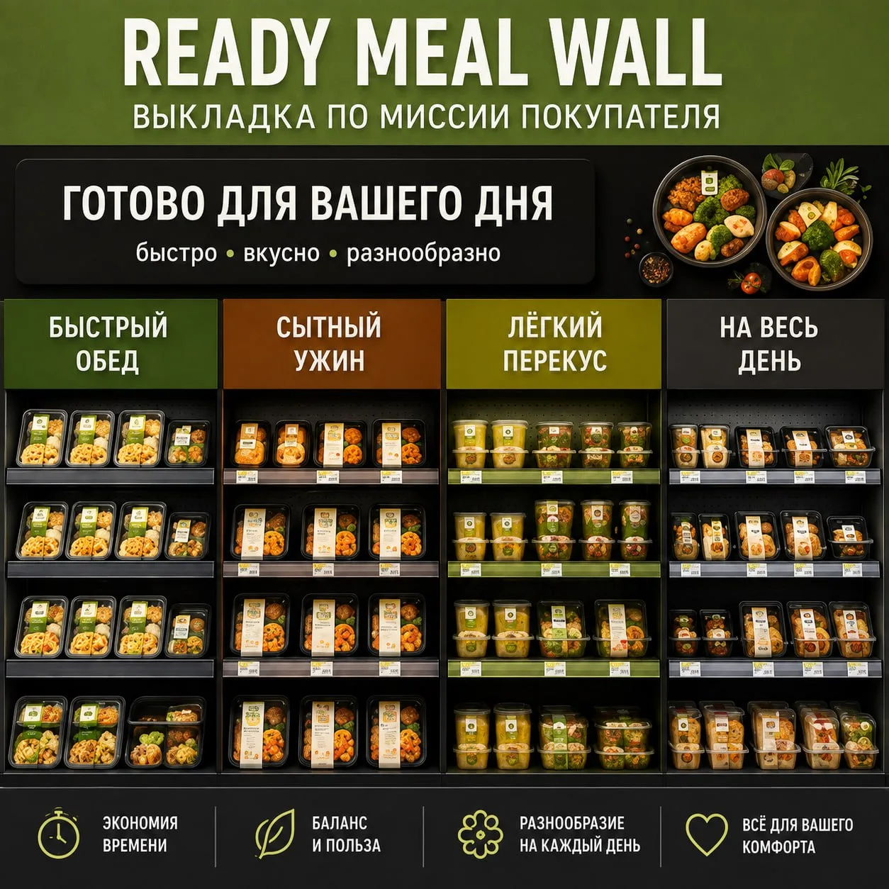 Ready Meal Wall vs выкладка по SKU. В чём разница, если внутри примерно та же готовая еда?
