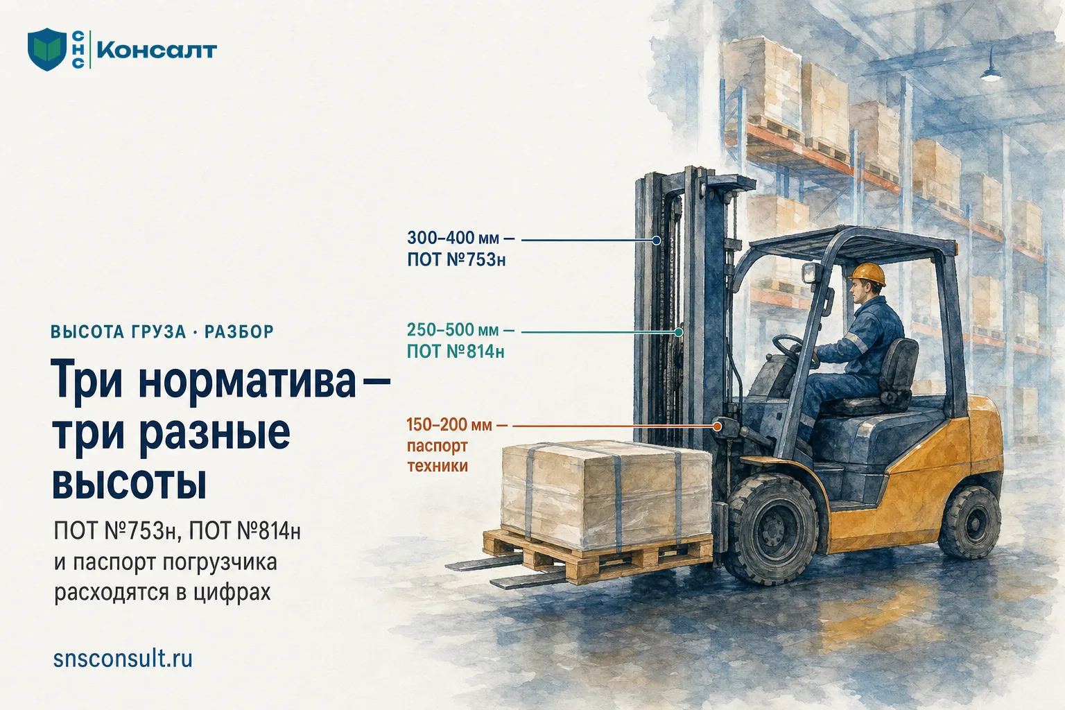 При перемещении груза вилочным погрузчиком нормативы расходятся. ПОТ №753н для погрузоч...