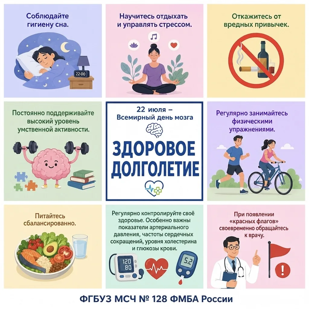 🌍 22 июля - Всемирный день мозга: Забота о мозге — это инвестиция в качество жизни и активное долго