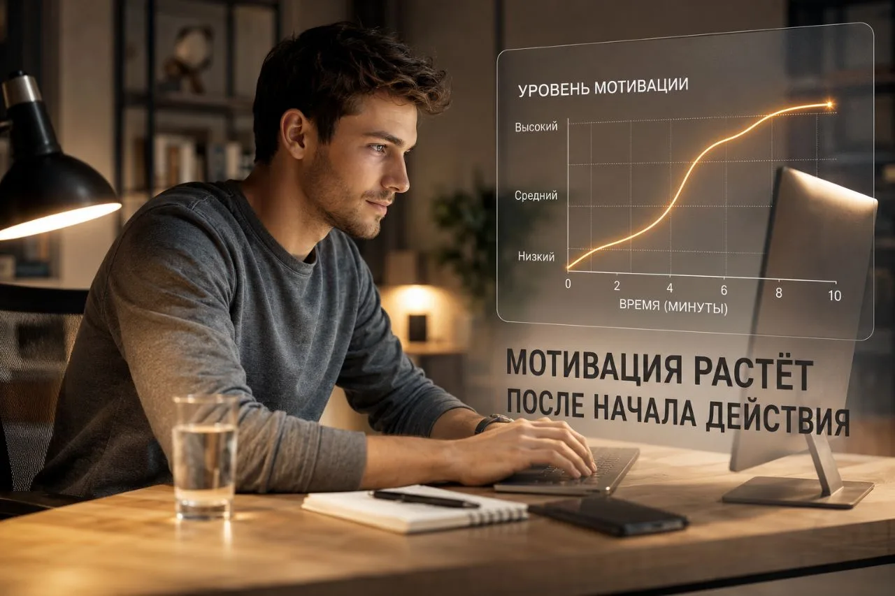 Мотивация — не стартовый пистолет, а попутчик. И он догоняет только тех, кто уже побежал.