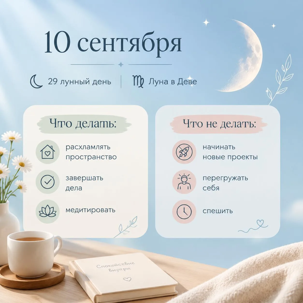 10 сентября — 29 лунный день, Луна в Деве 🌰