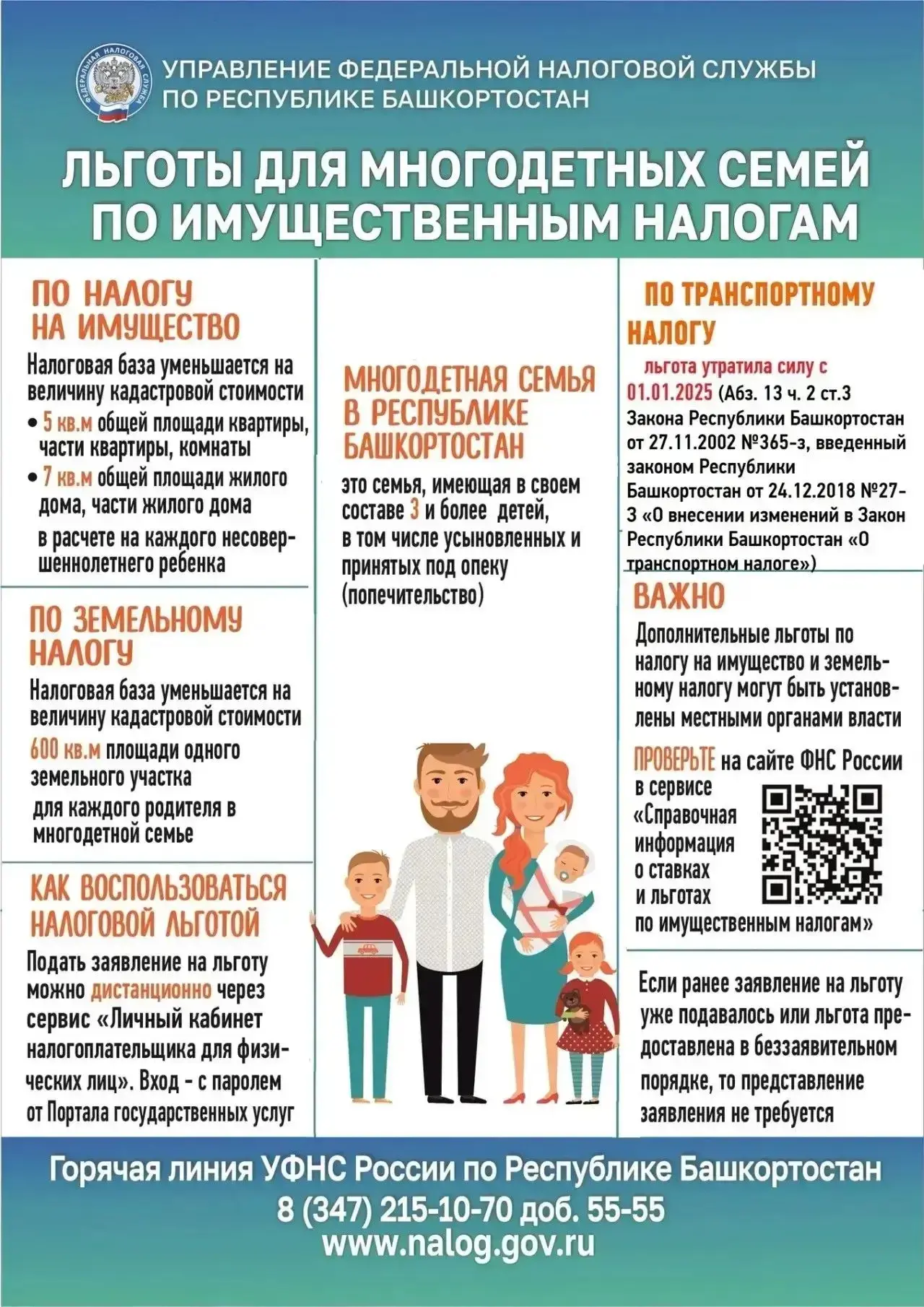📢 Многодетным семьям Башкортостана: как получить льготы по имущественным налогам