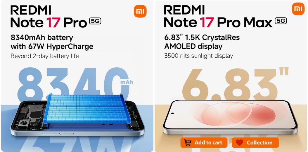 Совсем скоро на Али стартуют продажи глобальных версий Redmi Note 17 Pro и Pro Max. Цен...