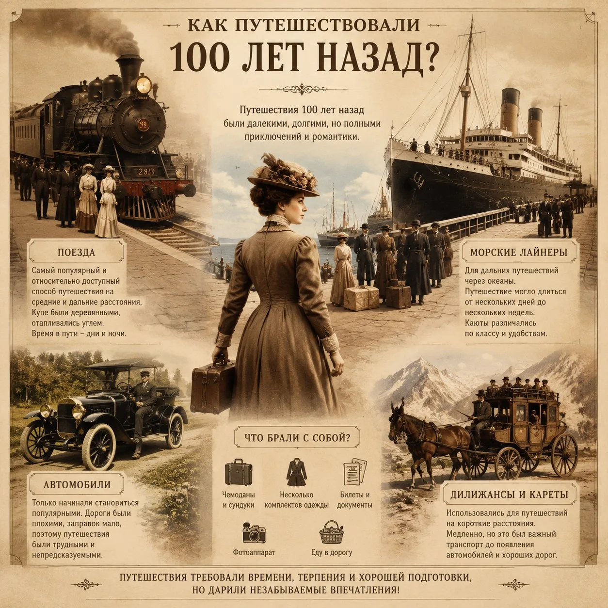 🧳 Как путешествовали 100 лет назад? Факты, которые вас удивят!

🚂 Билеты проверяли прямо в вагоне 