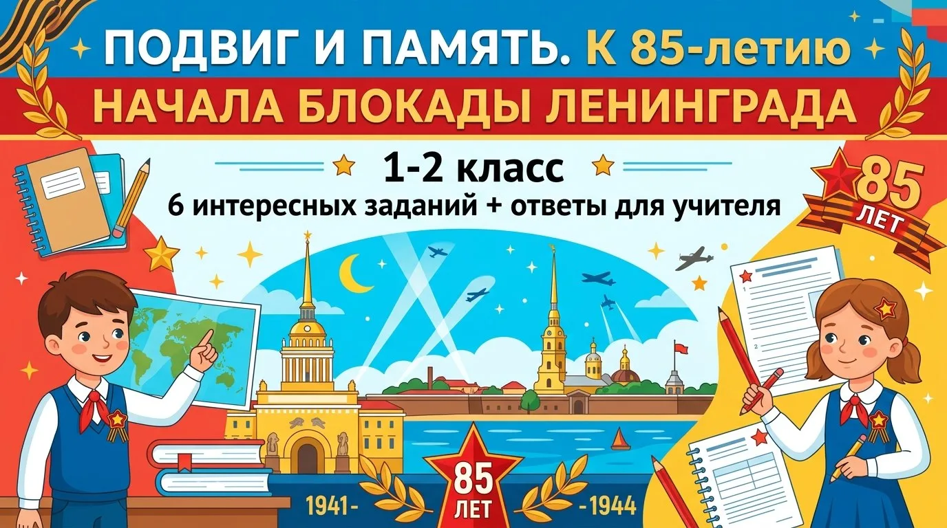 🎁 Рабочий лист №1 "Подвиг и память. К 85-летию Начала Блокады Ленинграда".