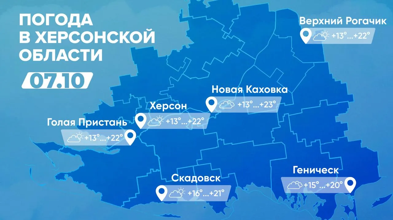 🍁 Прогноз погоды в Херсонской области на 7 октября