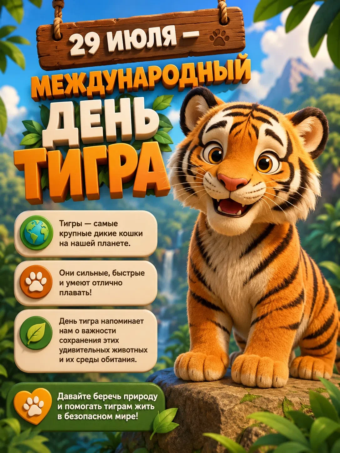🐯 29 июля — Международный день тигра! 🧡

Сегодня мы вспоминаем одного из самых красивых и сильных 