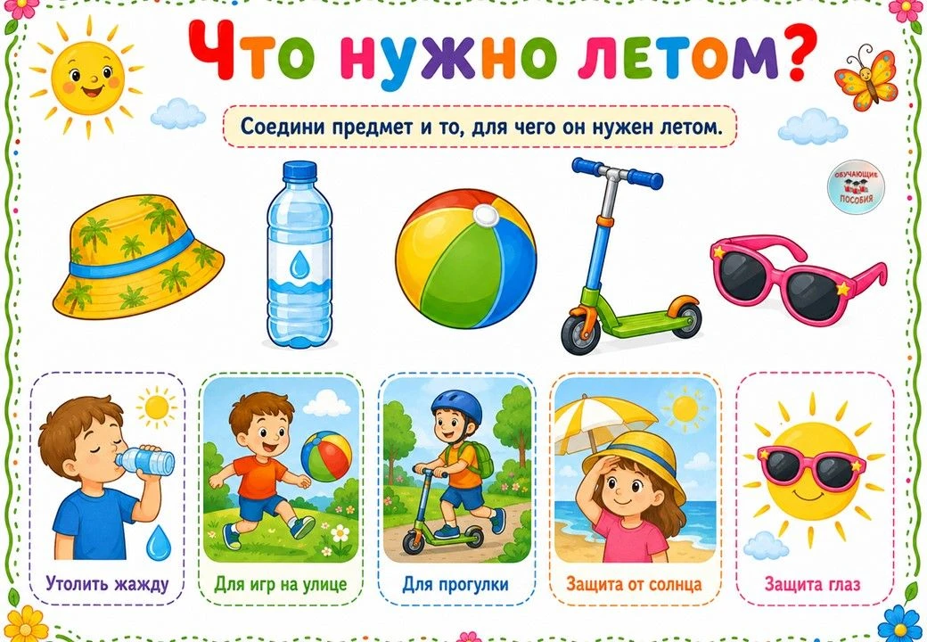 ЧТО ПРИГОДИТСЯ ЛЕТОМ? 🧢

Подготовили новую игру по теме недели. Дети смогут выбрать летние предметы