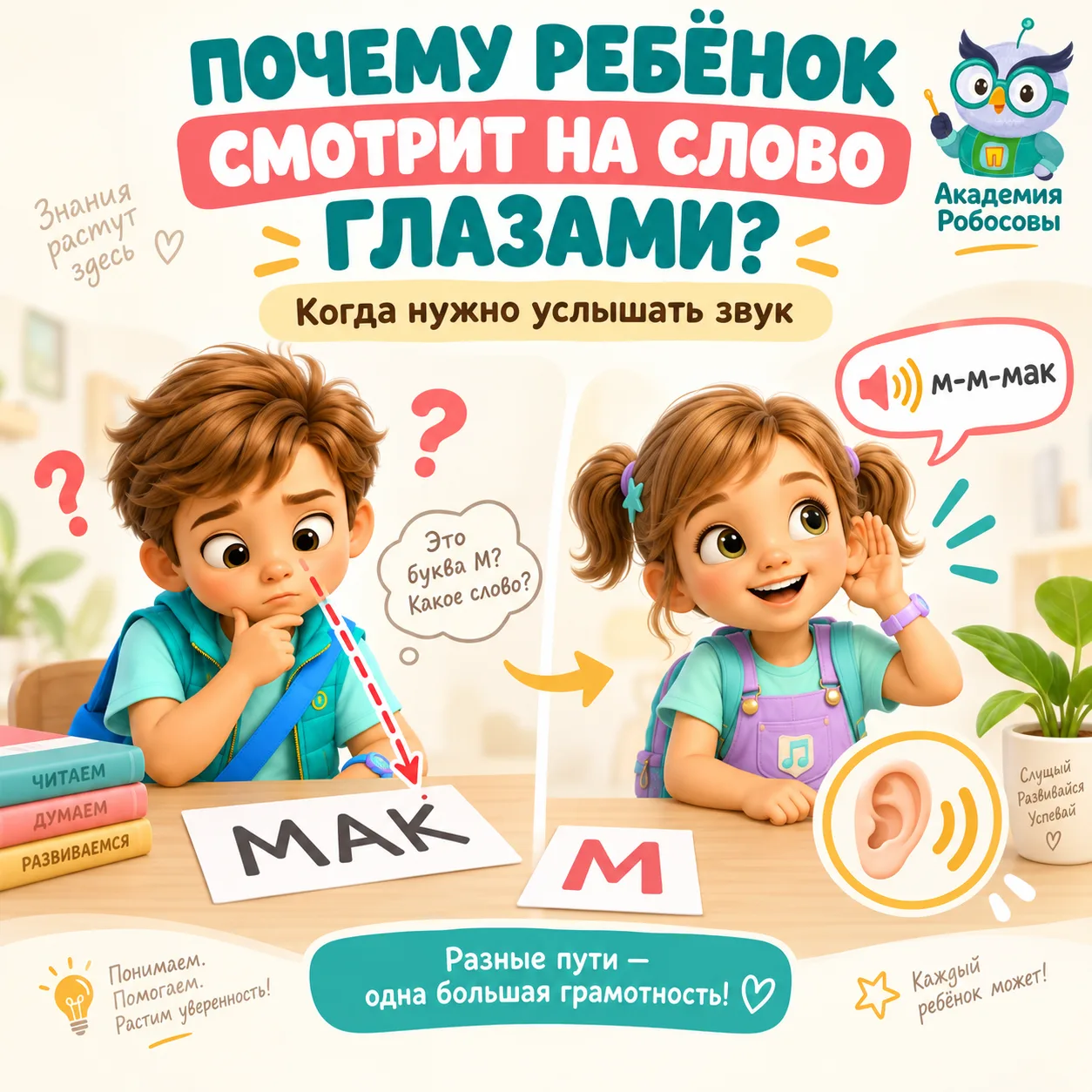 Почему ребёнок смотрит на слово глазами, когда его нужно услышать?