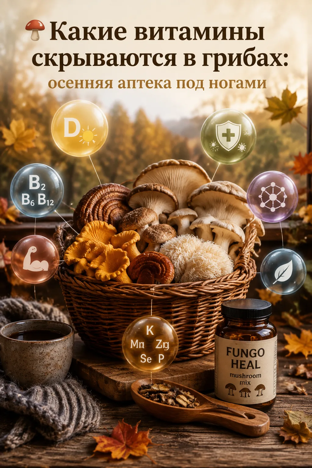 🍄 Какие витамины скрываются в грибах: осенняя аптека под ногами