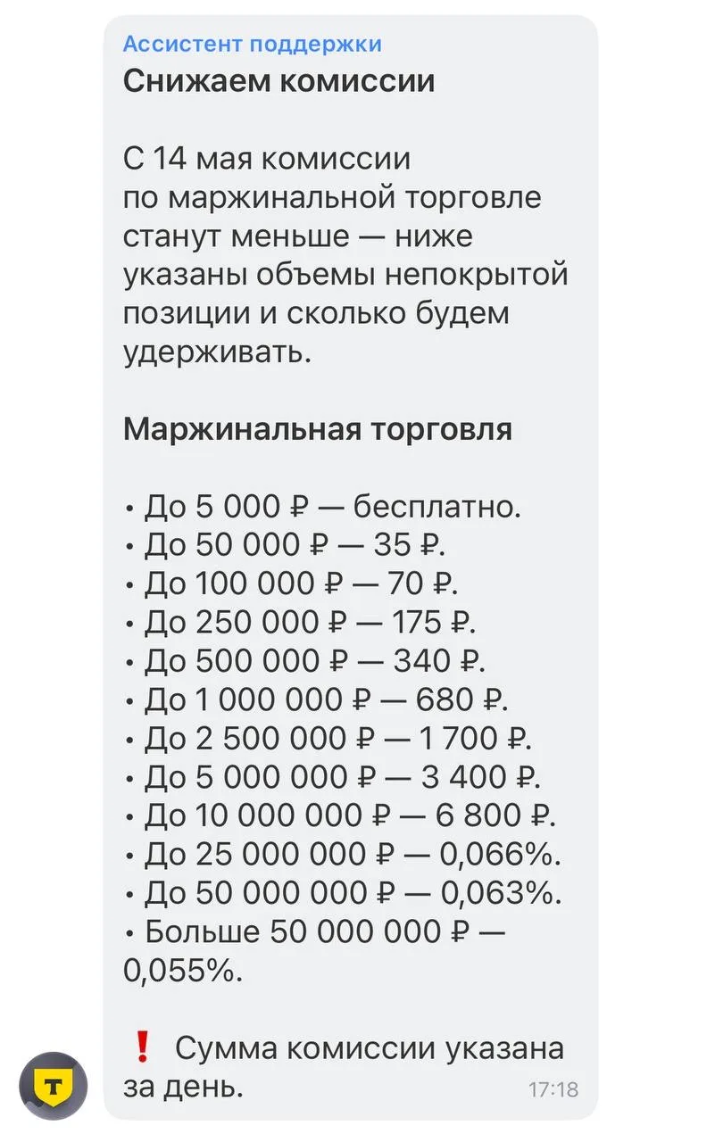 Т-инвестиции снижают комиссии за маржу 👏