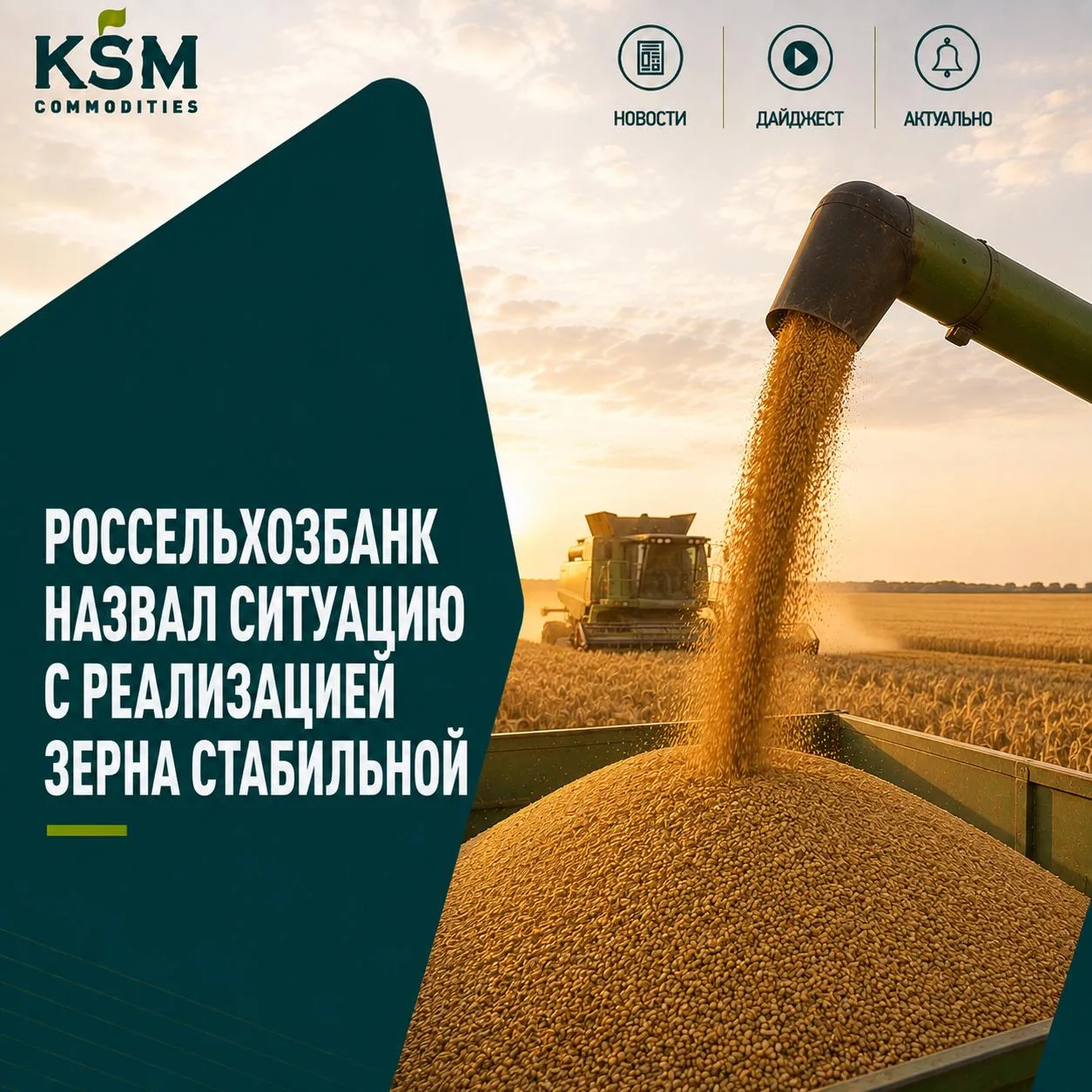 ❗️Россельхозбанк назвал ситуацию с реализацией зерна стабильной