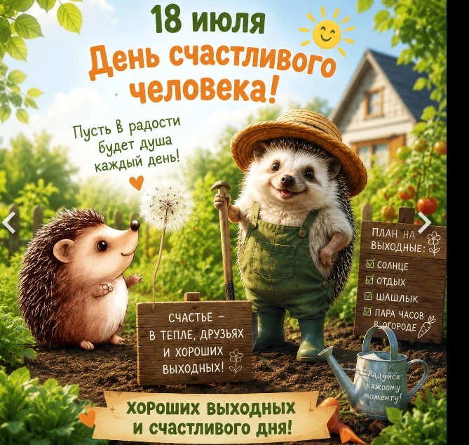 Счастье — это сегодня! ☀️

18 июля в календаре отмечен как День счастливого человека. Никаких официа