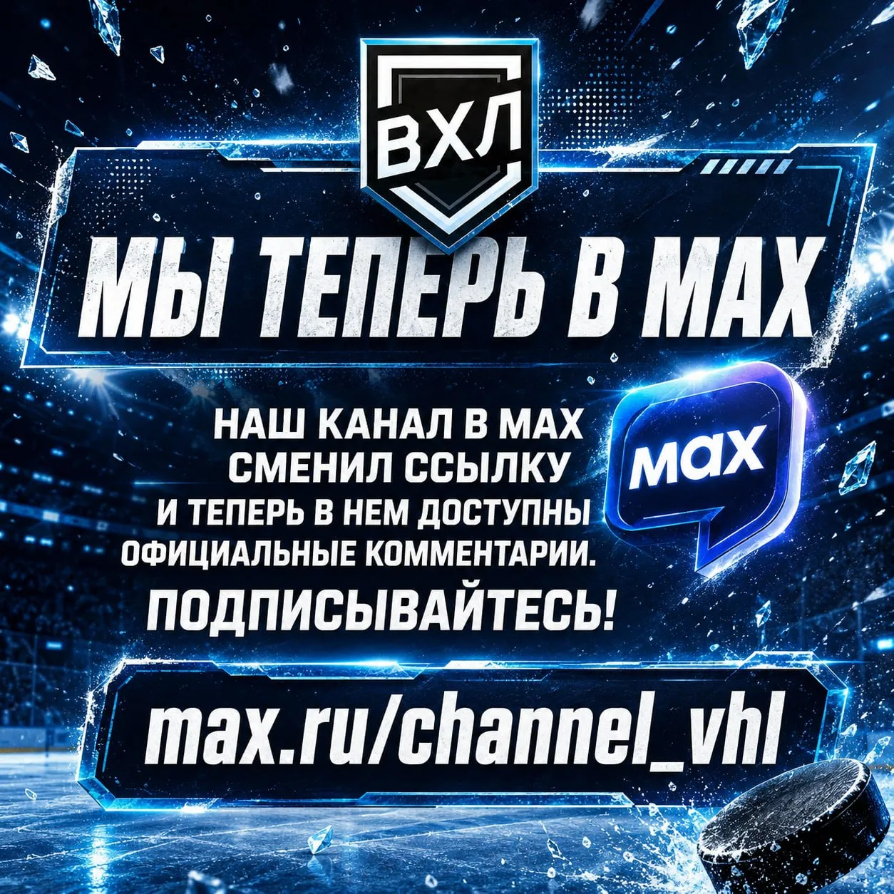 🏒 Болельщики ВХЛ, теперь мы и в MAX!