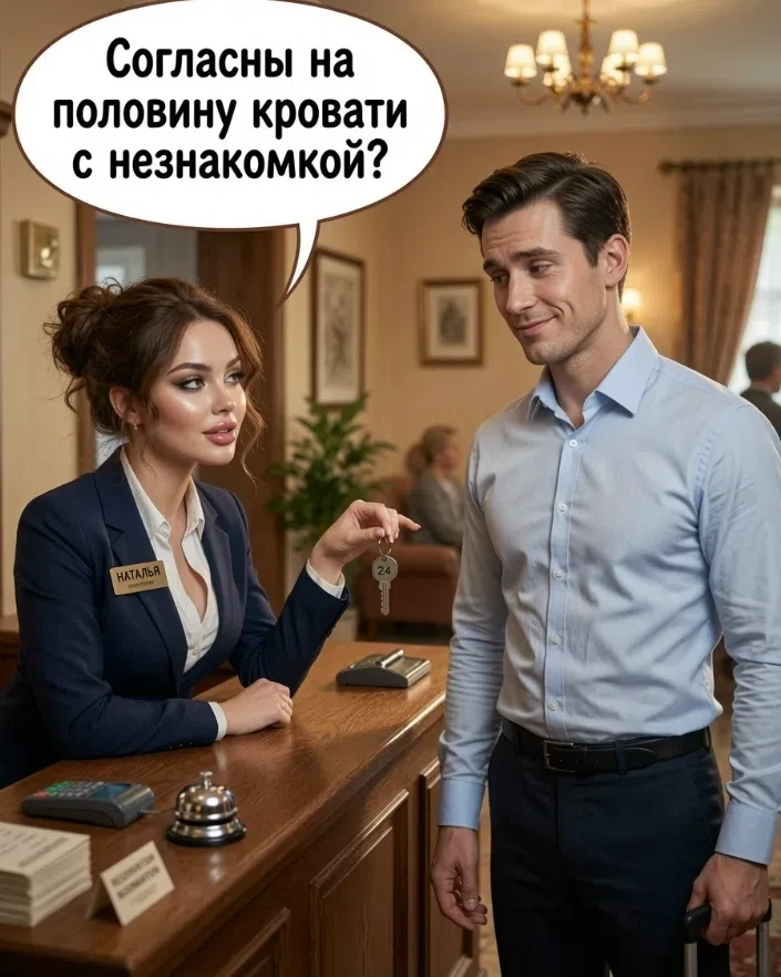 Мужик в командировке приходит в гостиницу, а администратор ему: 
– Мест нет, правда в один номер с д
