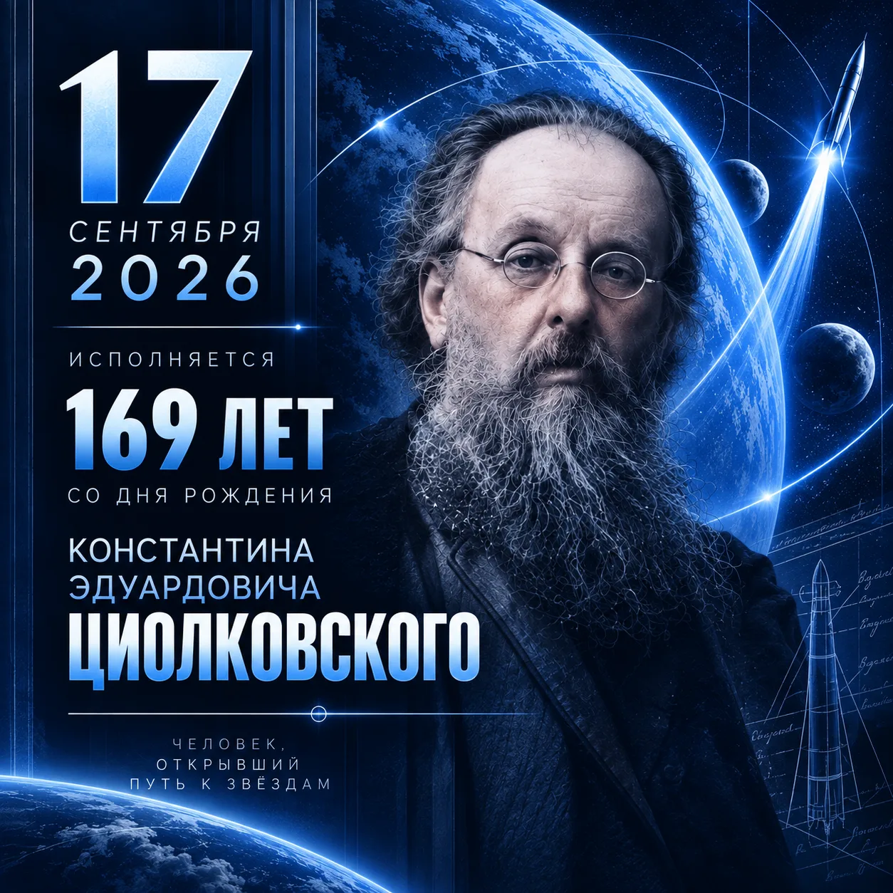 17 сентября — день рождения Константина Эдуардовича Циолковского