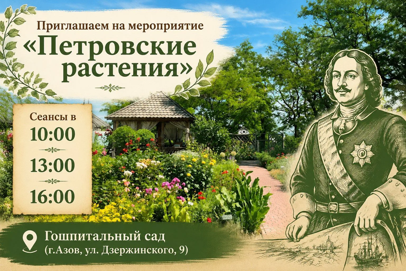 🌟20 июня приглашаем посетителей на культурно-просветительное мероприятие «Петровские растения», кот