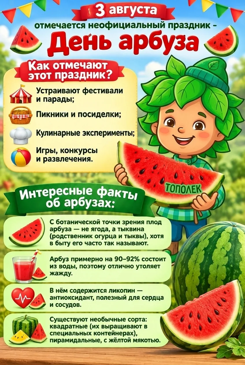 🍉 День арбуза — праздник лета и хорошего настроения!