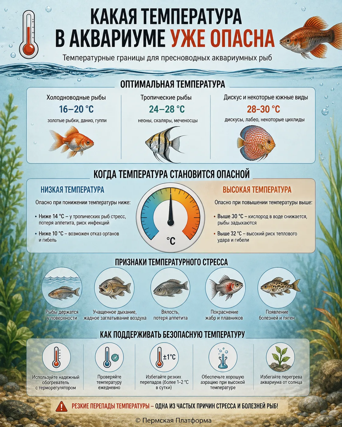 🌡️ ГРАДУСНИК В КРАСНОЙ ЗОНЕ: Какая температура убивает ваш аквариум? 🐟🔥

Друзья, лето в разгаре (