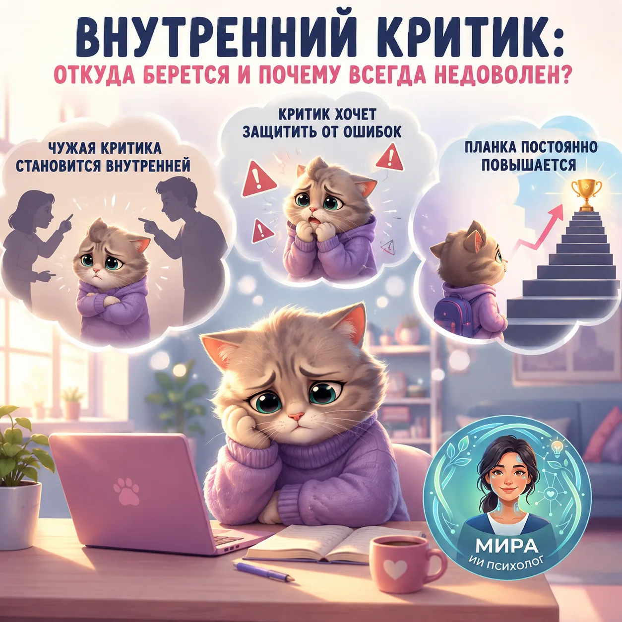 🗣 Внутренний критик: откуда берется жесткий голос в голове и почему он всегда вами нед...