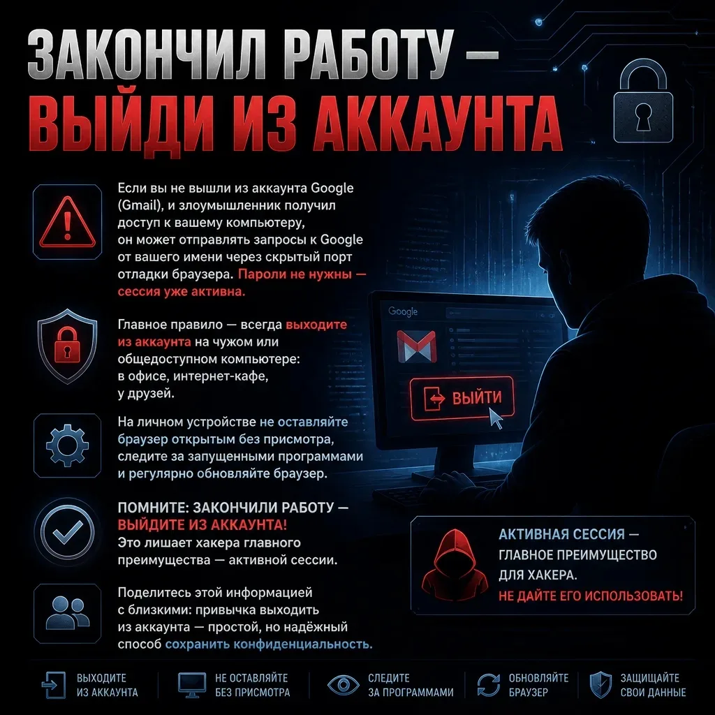 🖥Кажется, что забыть выйти из почты — пустяк? 

Тогда этот пост для вас.

Знаете ли вы, что это мож