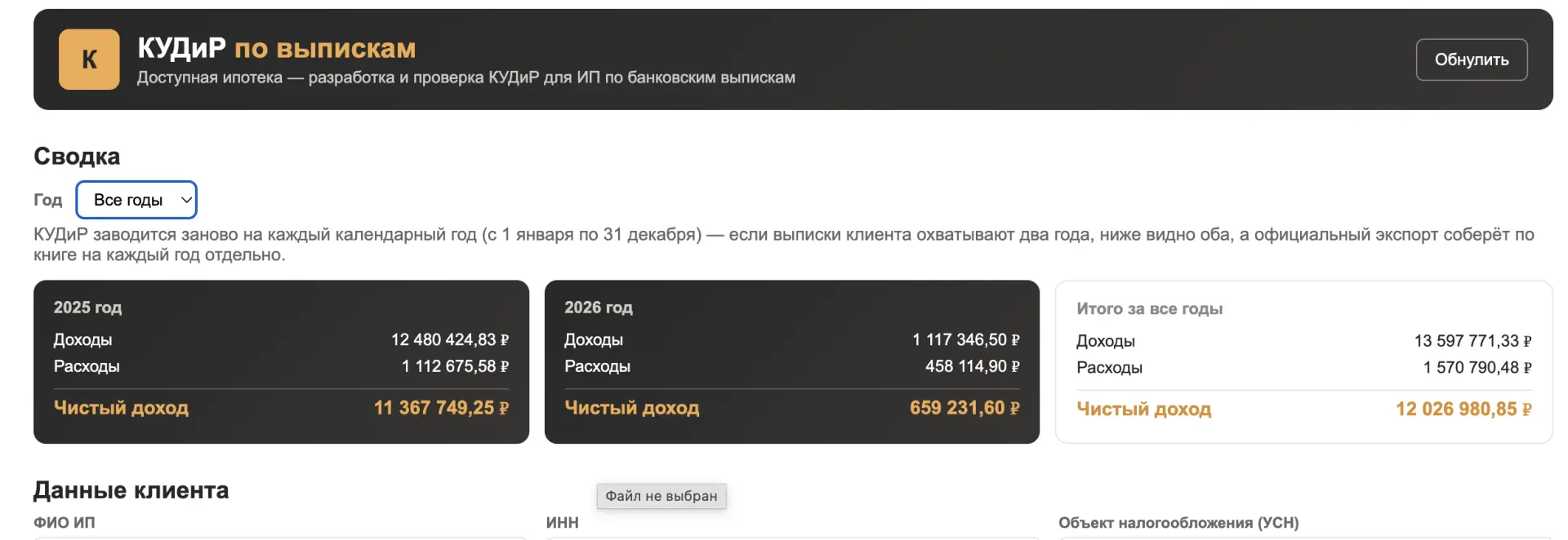 Благодаря опыту с описанным кейсом, я создала для работы новую форму анализа КУДиР в ср...